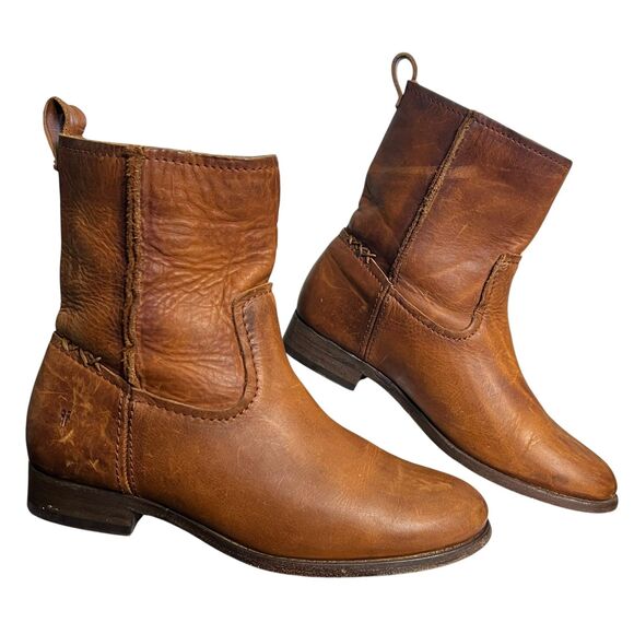 Frye Boots Womens Size 7 Brown Leather Western Ankle Pull On Boho Rodeo Booties - Picture 12 of 12